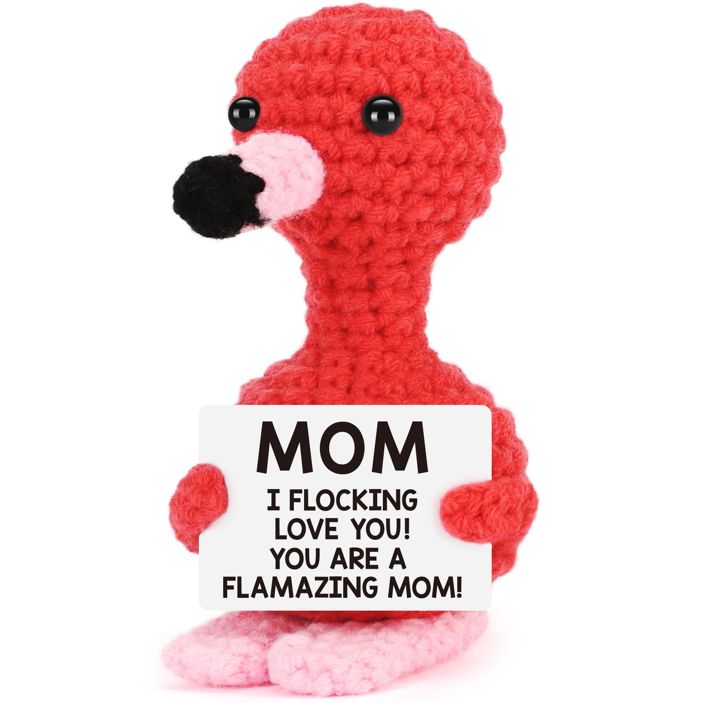 Mothers Day Mom Gifts from Daughter Son, Mothers Day Birthday Mom Easter Gifts, Birthday Card Gift for Mother in Law Stepmom Mama Funny I Love You Mum Mother Present Handmade Crochet Flamingo Decor