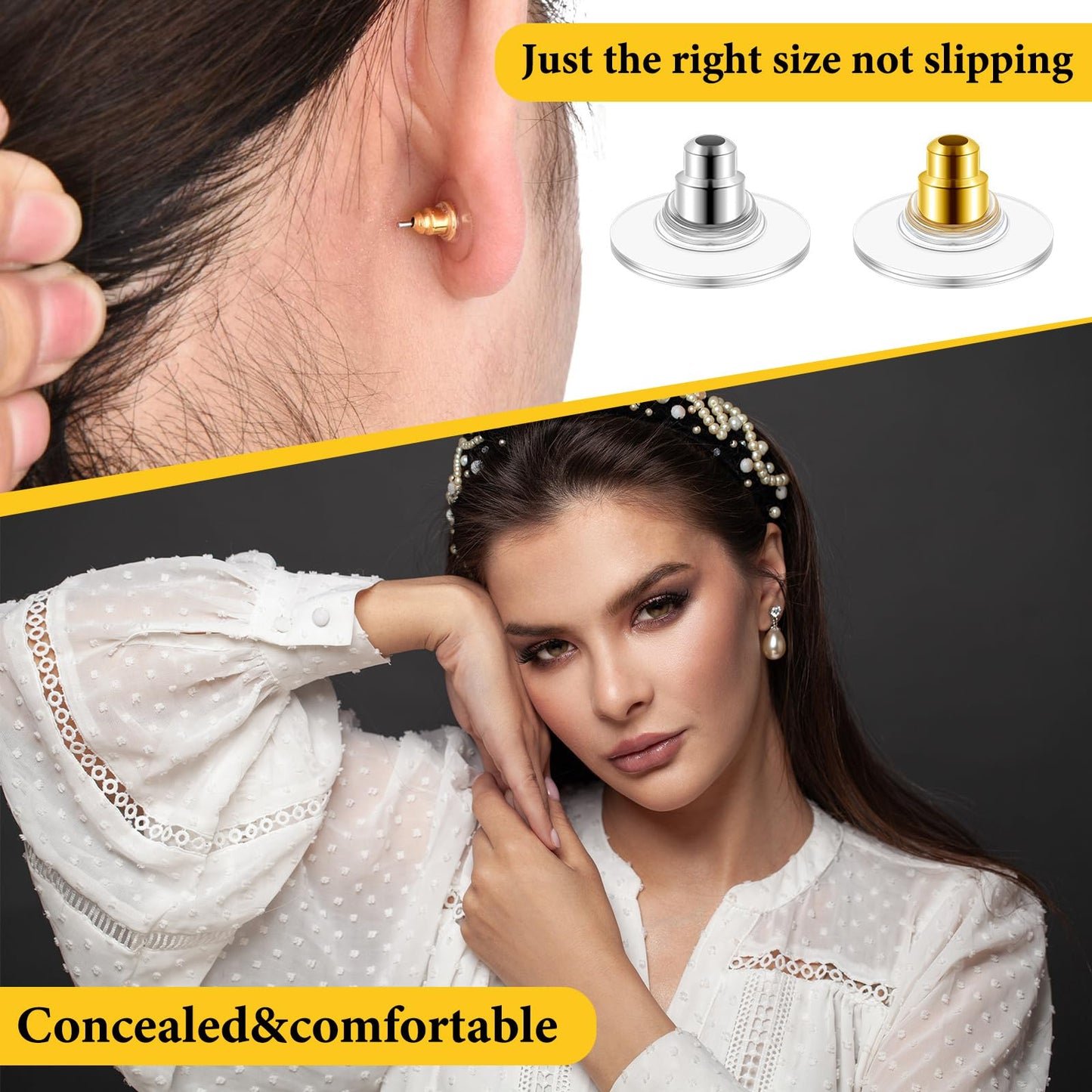 Outus 200 Pcs Earring Backs for Droopy Ears Backs Replacements Earring Backs for Heavy Bullet Clutch(Silver and Gold)