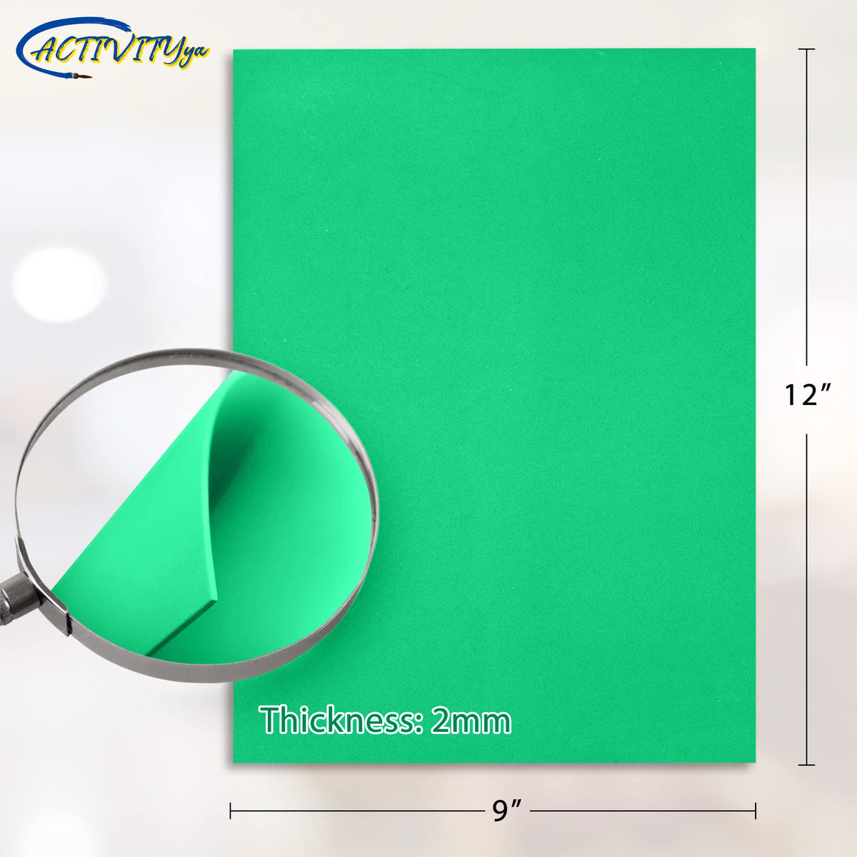Green EVA Foam Sheets, 9 x 12 Inch, 2mm Thick Handicraft Foam Paper for Arts and Crafts, by ACTIVITYya - 10 Sheets