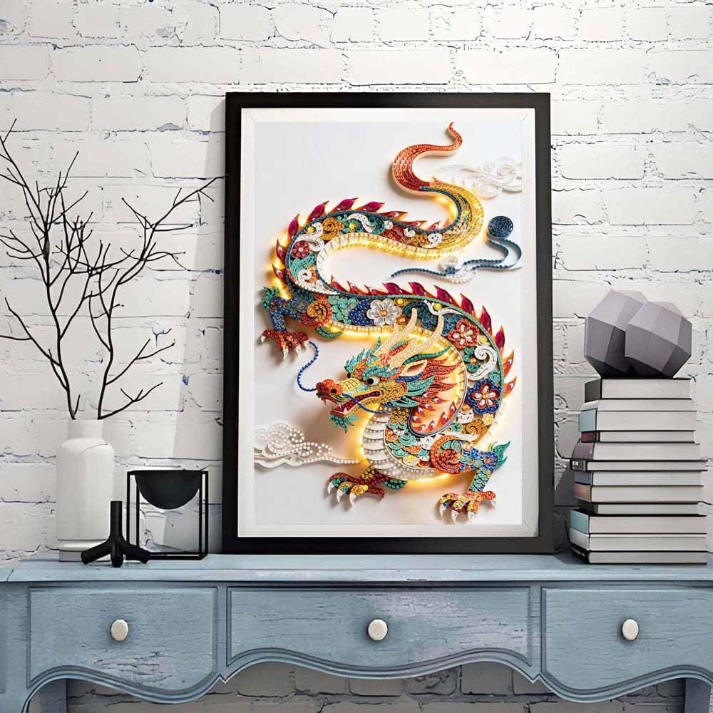 Dragon Special Shape Diamond Art Kits For Adults Beginners,DIY Crystal Rhinestones Diamond Painting Kit For Crafts For Adults,5D Diamond Art Painting Mosaic Making For Home Wall Decor 12 X 16inch