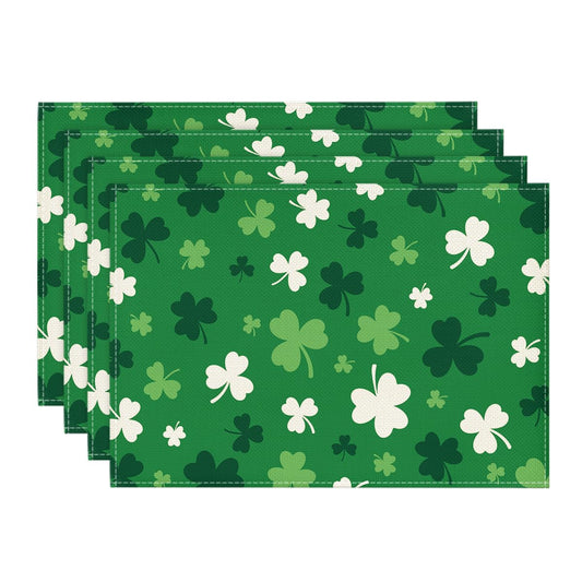 Artoid Mode Green Shamrock St. Patrick's Day Placemats Set of 4, 12x18 Inch Seasonal Spring Table Mats for Party Kitchen Dining Decoration