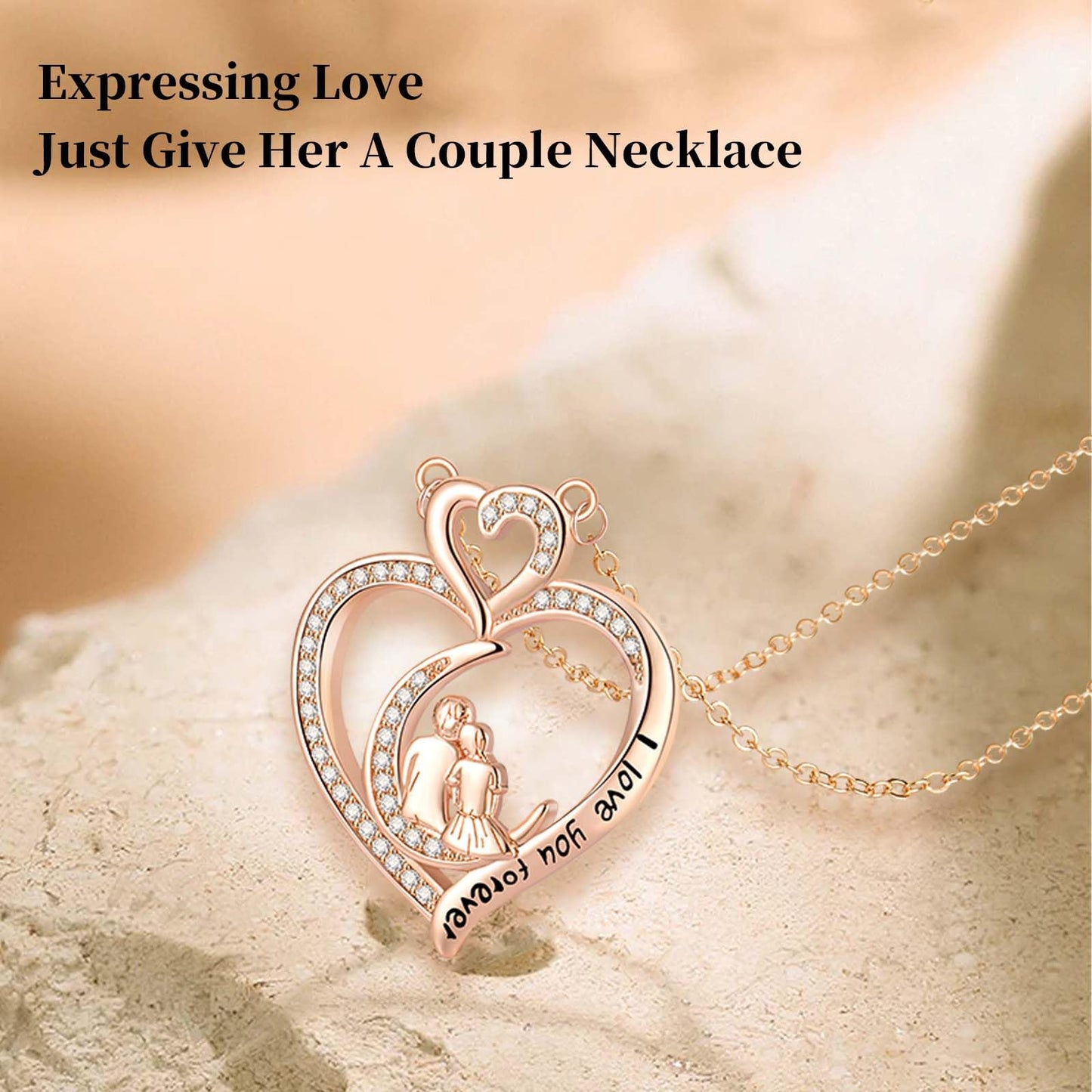 GemJelry Mothers Necklace Gifts for Mom from Daughter Son, I Love You Mom Necklace Heart Pendant Rhinestone Jewelry with Box Birthday Mothers Day Gifts for Women
