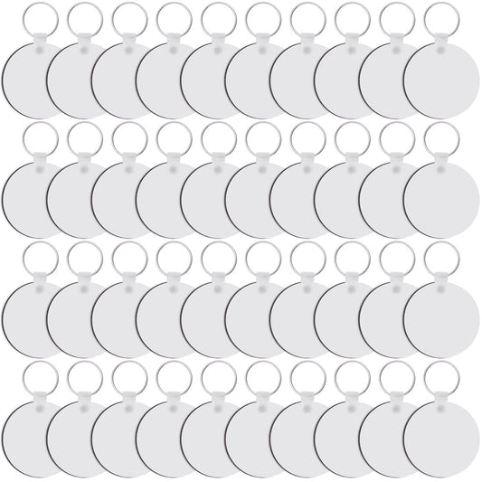 Duufin 120 Pieces Round Sublimation Keychain Blanks Double Side Heat Transfer Blanks MDF Blank Board Key Rings Blanks for Sublimation DIY and Craft