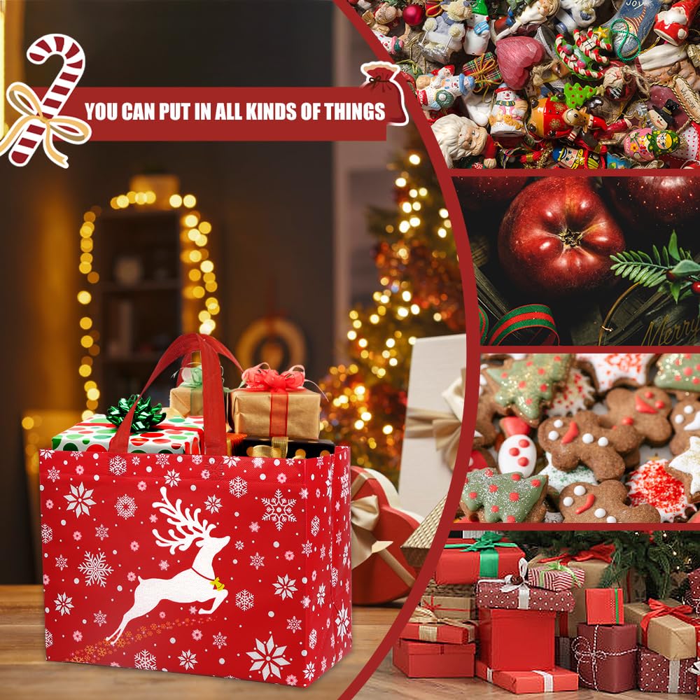 20pcs Christmas Gift Tote Bags, Xmas Treat Non-Woven Bag Reusable Large Medium Small Xmas Shopping Wrapping Bags for Christmas Holiday Party Favors Supplies