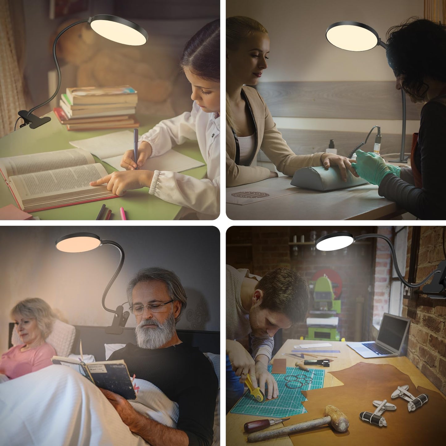 Reading Light with Remote, LED Desk Lamp Clip on [1H Timer & Nightlight] RA>95 Dimmable Flexible Gooseneck, Reading Lamp with Clamp for Table - 3.5'' (Adapter Included)