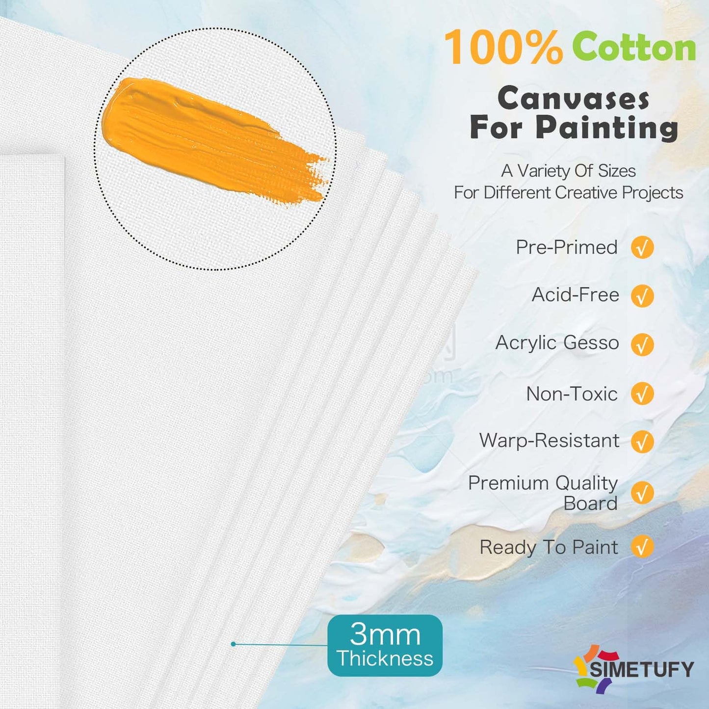 4 Pack 8x10 Inch Canvas Boards Canvas Panels-Gesso Primed Acid-Free 100% Cotton Blank for Acrylics Oil Watercolor Tempera Paint