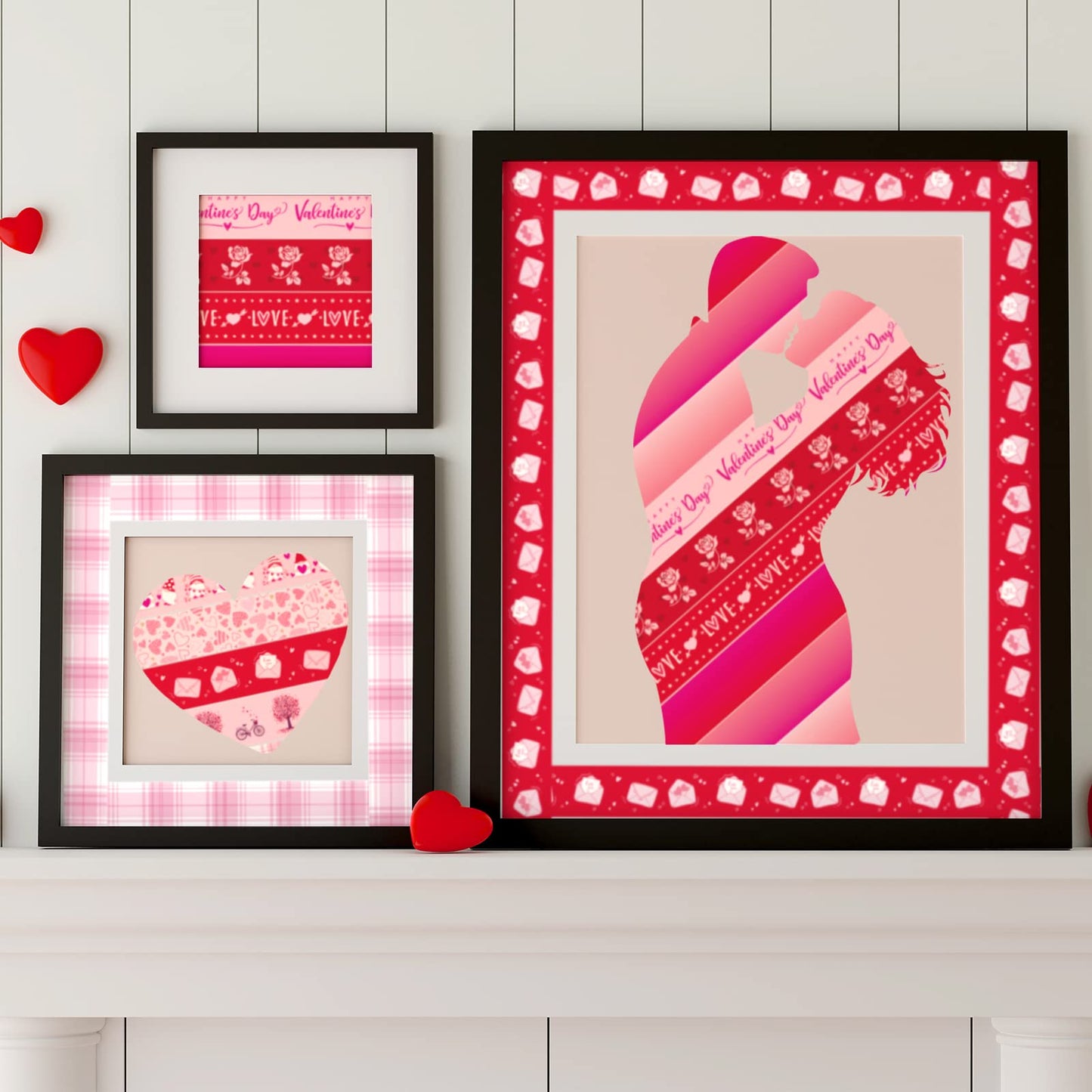 12 Rolls Valentine Washi Tape Red Pink Heart Gnome Love Masking Tape for Wedding Scrapbook DIY Craft Gift Wrapping, 0.6" x 16.4ft