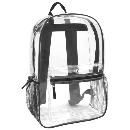 Clear Backpack Heavy Duty Transparent Bookbag for Kids, Boys, Girls, School, Travel, Stadium Approved (Black)
