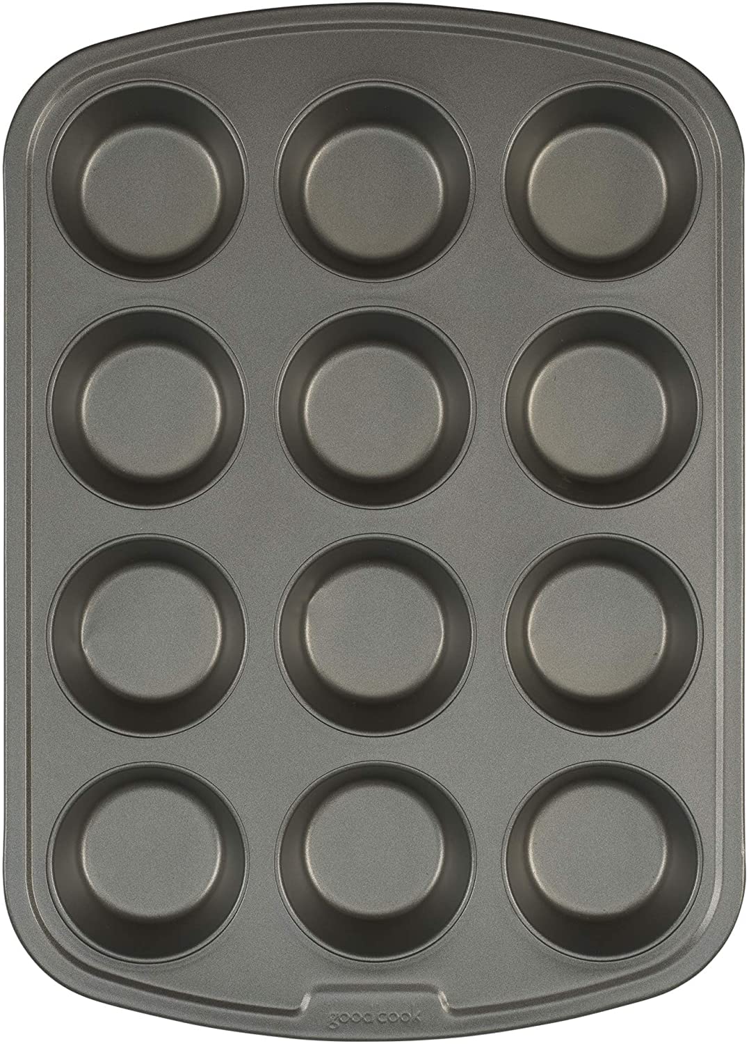 GoodCook Everyday Nonstick Steel Muffin Pan, 12 cup, Gray