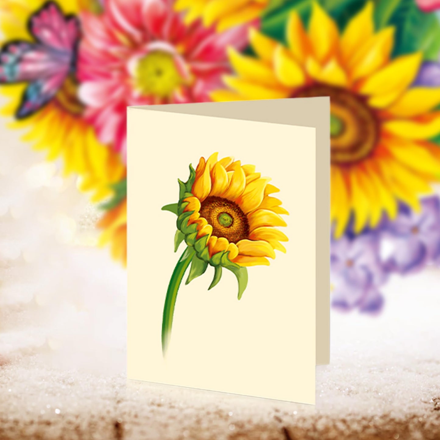 Airpark Mothers Day Gifts Pop Up Flower Card, 3D Sunflower Bouquet Mothers Day Cards for Mom Women, Birthday, Thank You, Teacher Appreciation Gifts, Floral Card with Envelope & Note