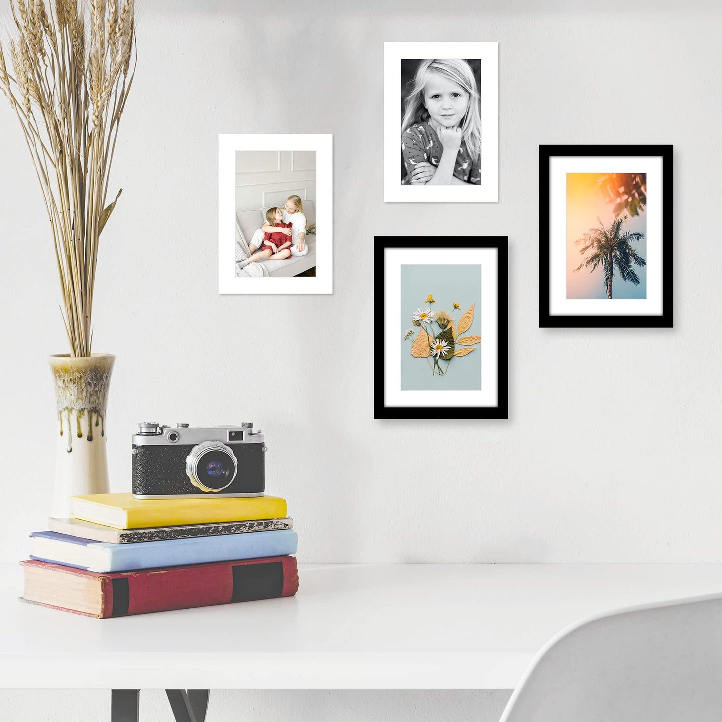 Golden State Art, Pack of 50, Acid-Free White Pre-Cut 5x7 Picture Mat for 4x6 Photo with White Core Bevel Cut Frame Mattes