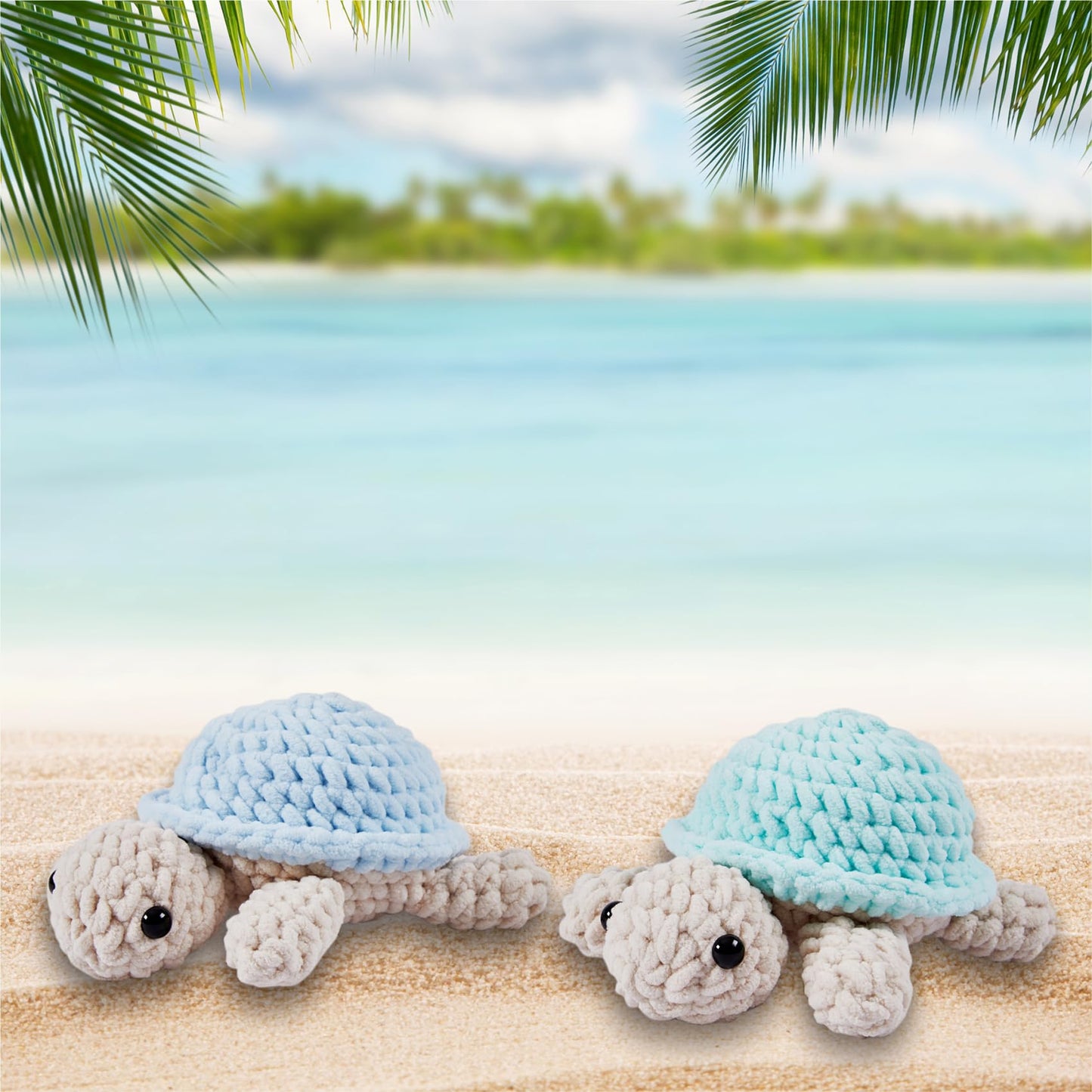Eelexa Crochet Kit for Beginners, Amigurumi Crocheting Animal Kits, with Step-by-Step Video Tutorials for Kids Adults Beginner - 2 Pack Turtles