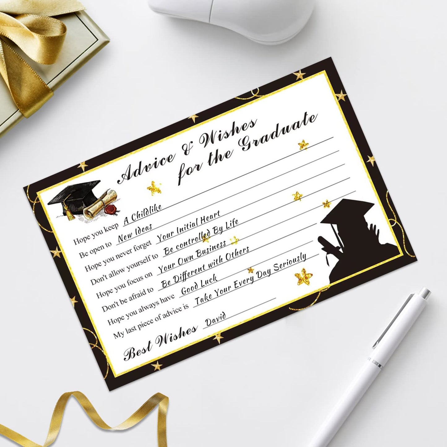Fibevon Graduation Advice Cards - 50-Pack Graduate Party Supplies 2026 Advice for the Graduate Graduation Decorations Party Favors Table Games Personalized Graduations Cards