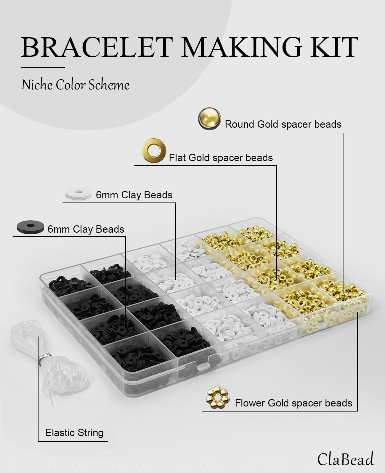 Bracelet Making Kit for Boys 3200Pcs, Clay Beads Bracelet Kit with Gold Beads and Gold Flower, Swift Friendship Beads Bracelet Kit for Bracelets Making