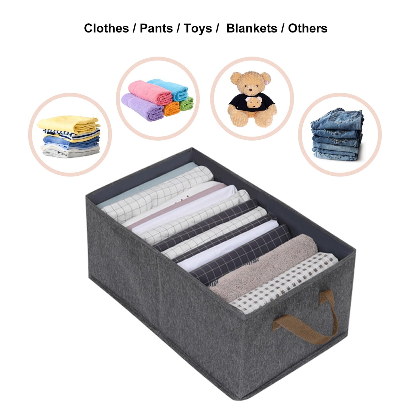 Pack of 3 Large Capacity Storage Bins Closet Organizer Sturdy Foldable Fabric Storage Boxes for Organizing Clothing,Sheets,Toys,Shelves Basket Storage Bin With Handles