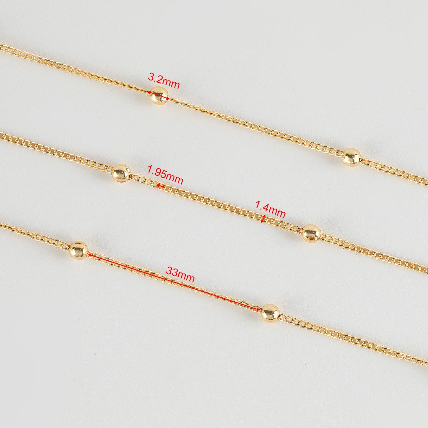 YOUBEIYEE 16.4 Feet/5 Meters 18K Gold Plated Brass Chain for Jewelry Making, Light Gold Beaded Necklace Chain for Women Twisted Curb Link Chain Jewelry Supplies