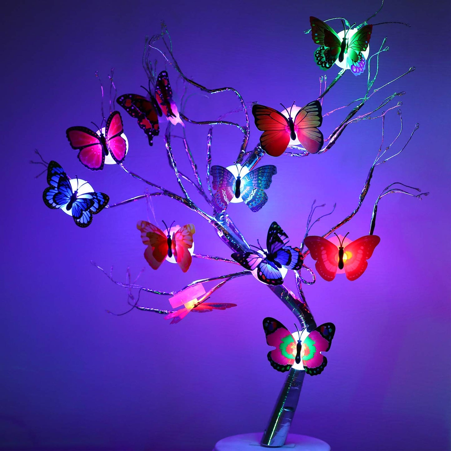 Honoson 24 Pieces 3D LED Butterfly Decoration Night Light Sticker Single and Double Wall Light for Garden Backyard Lawn Party Festive Party Nursery Bedroom Living Room