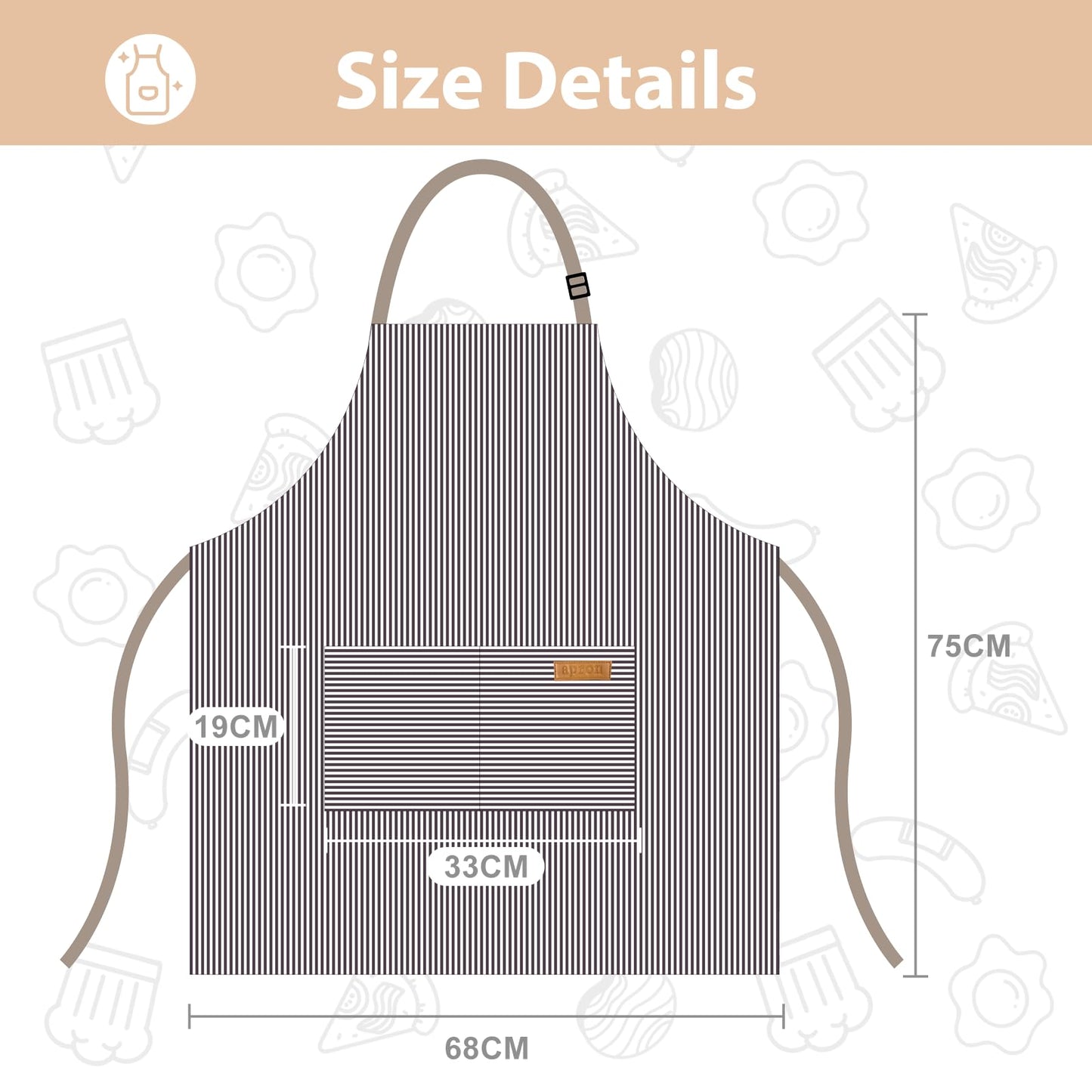 2 Pack Kitchen Aprons, Apron for Cooking with 2 Pockets, Unisex Adjustable Neck Strap Chef Aprons for Men Women (BLACK & BROWN)