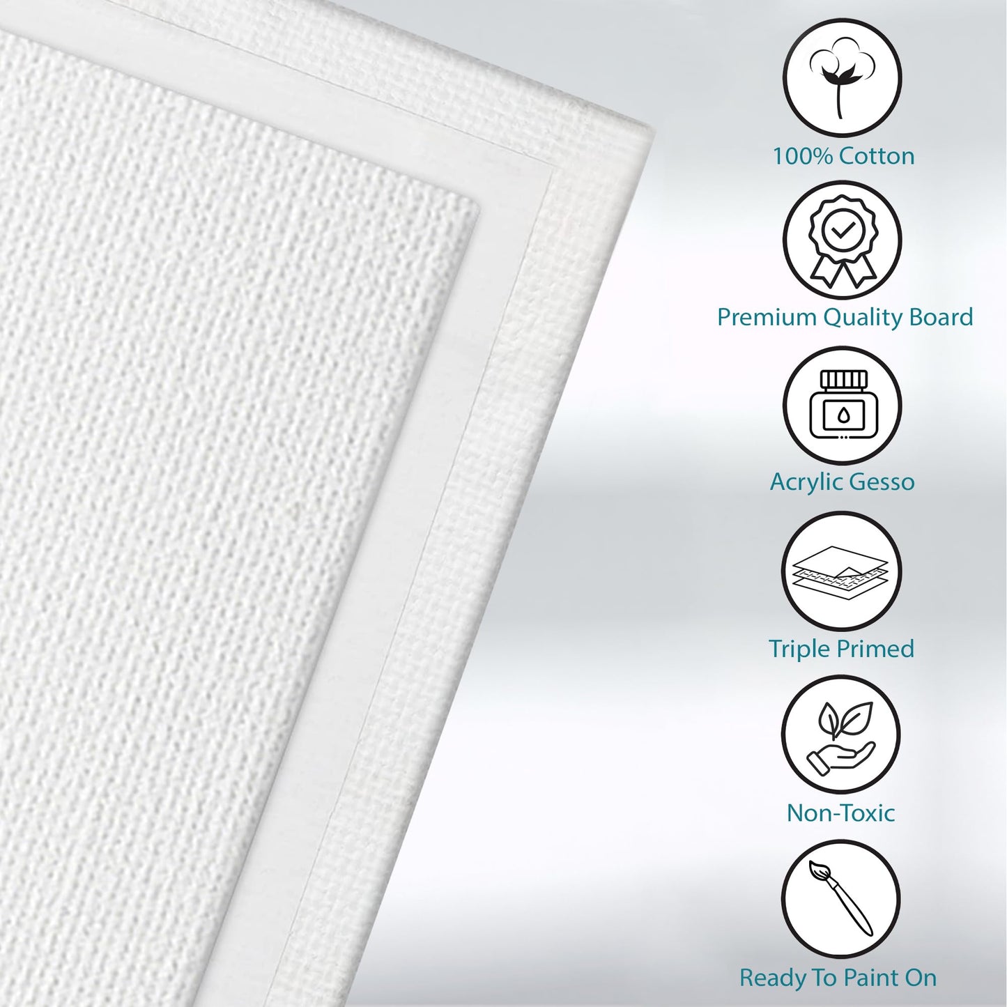 KEFF Canvas Boards for Painting - 10x10 6-Pack Bulk Canvas Panels, 100% Cotton Triple Primed Large Canvases for Art Painting Supplies, Acrylic, Oil, Watercolor & Tempera