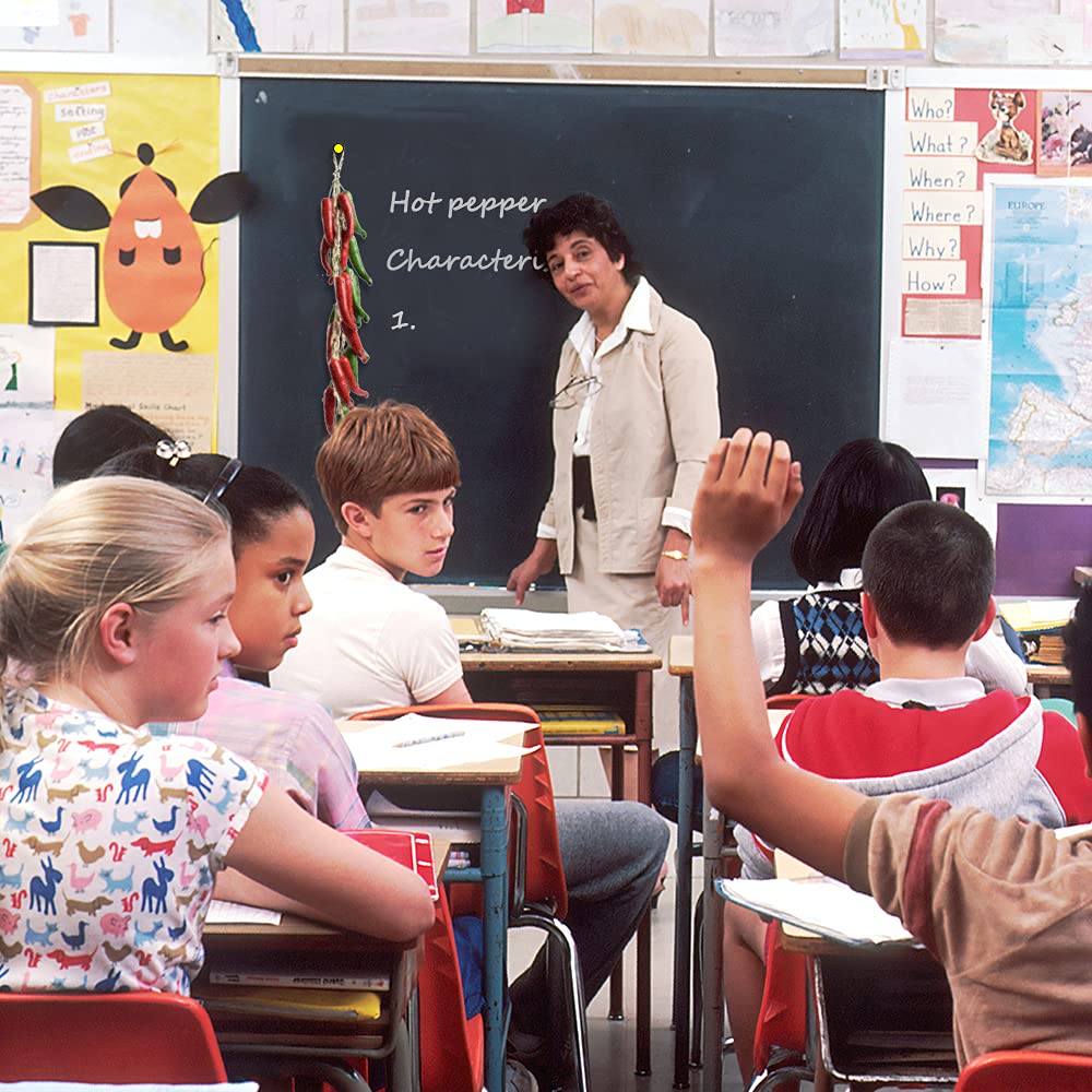 Artificial Hanging Pepper String 2 Sets, Simulation Lifelike Hot Chili Vegetable Fruit Garland Vine for Home Kitchen Farm Party Wall Decoration, Red&Green