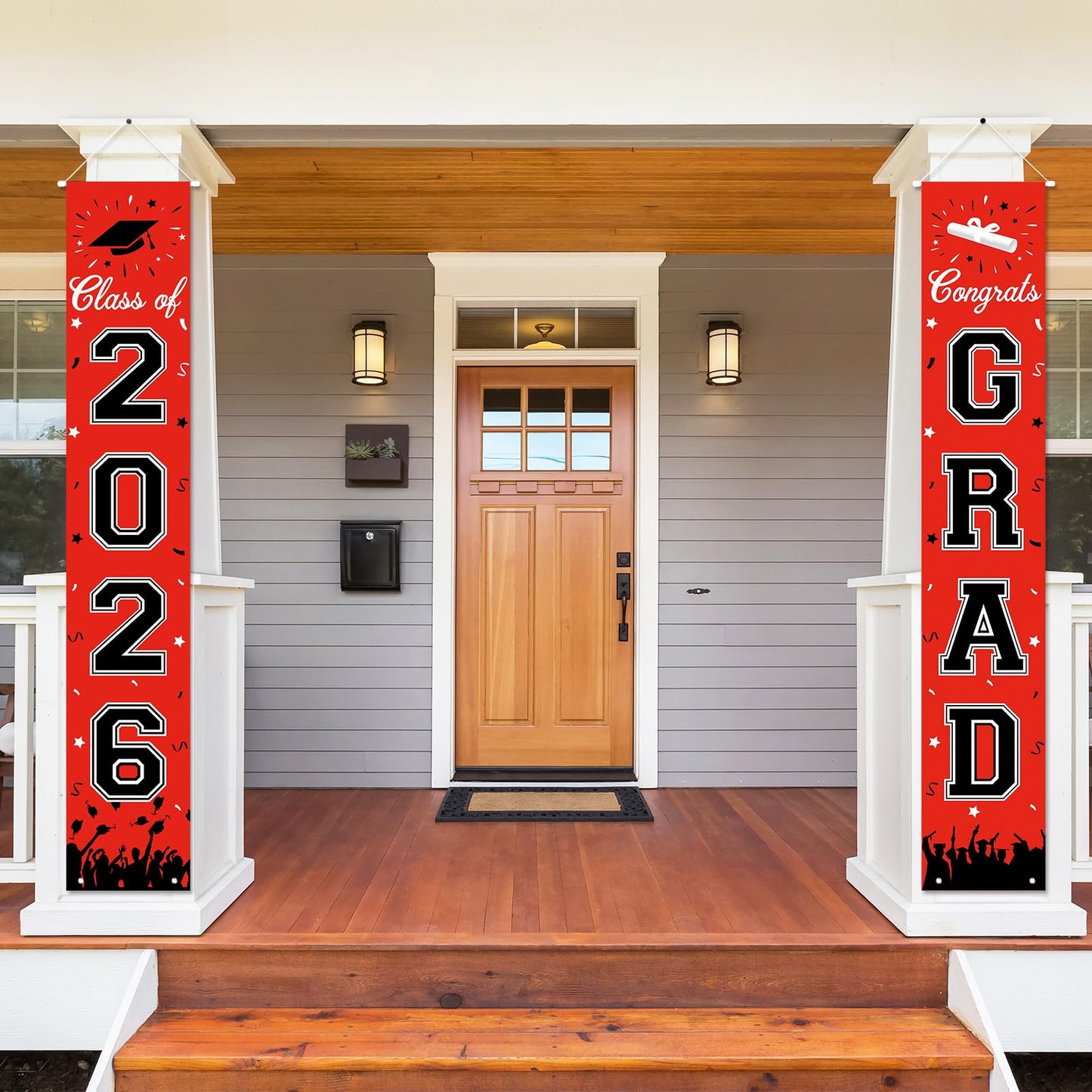 2026 Graduation Decorations, Graduation Banner Class of 2026, Hanging Congratulations/Congrats Grad Banner for Door and Porch, Party Decor - Red
