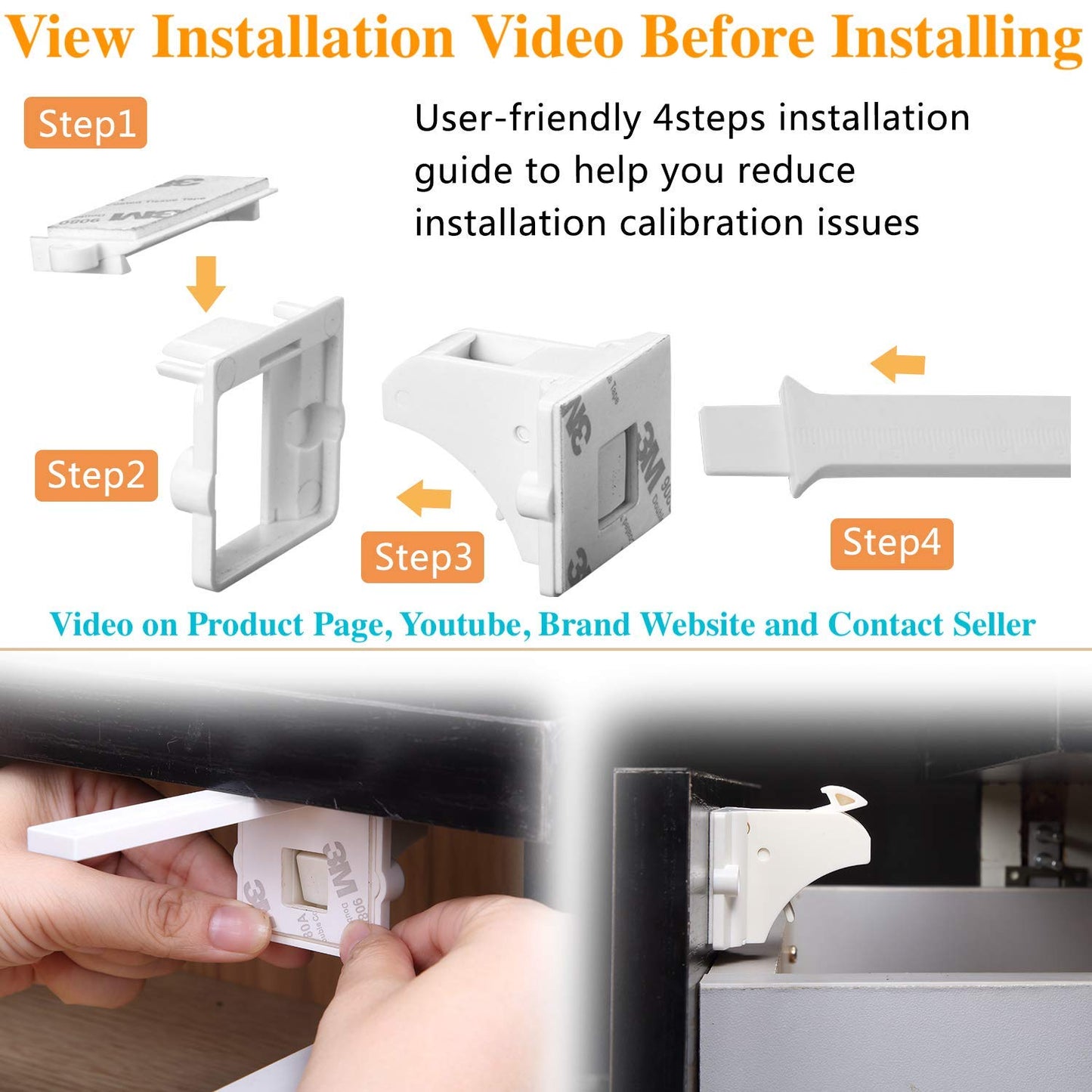 Vmaisi Adhesive Magnetic Locks for Cabinets & Drawers (16 Locks and 2 Keys)