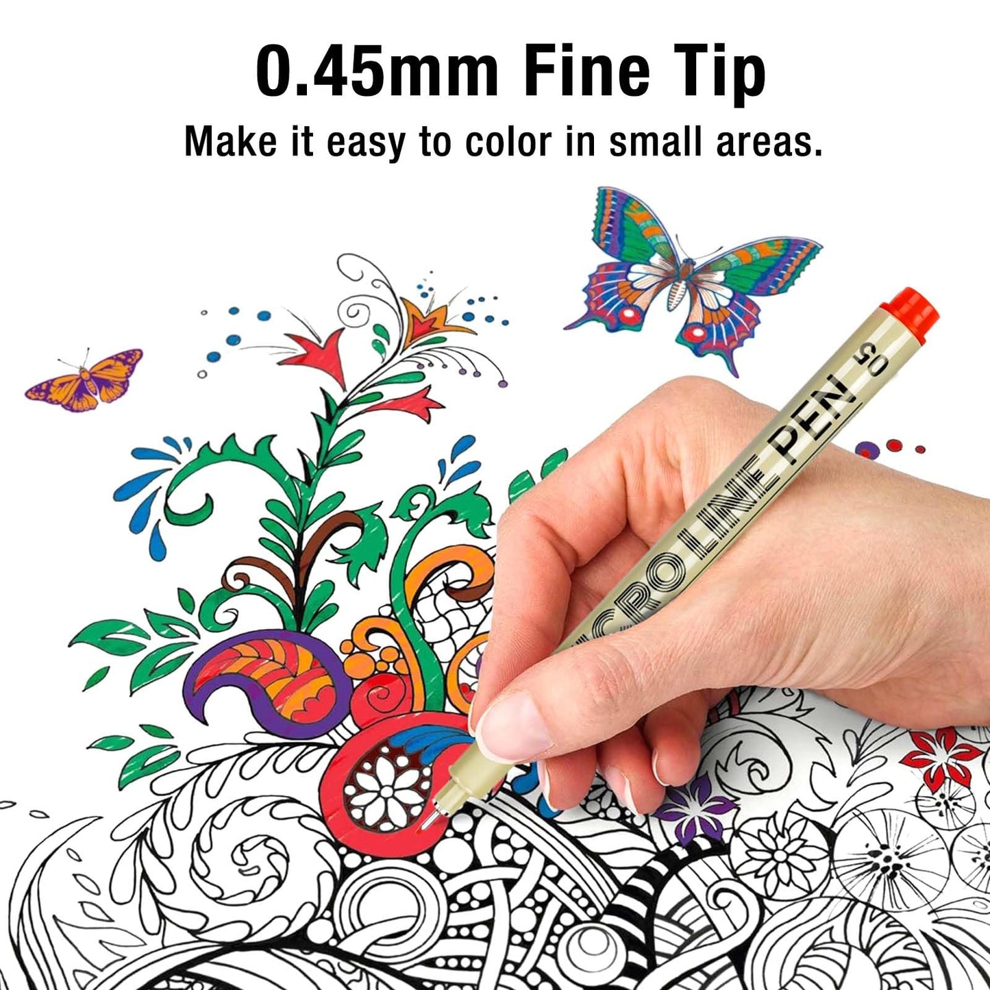 KERIFI 12 Colors 05 Micro Fineliner Drawing Art Pens, Waterproof Archival Ink Pens, 0.45mm Multiliner Fine Liner Pens for Illustration Technical Sketching Manga Scrapbooking Journaling Zentangle
