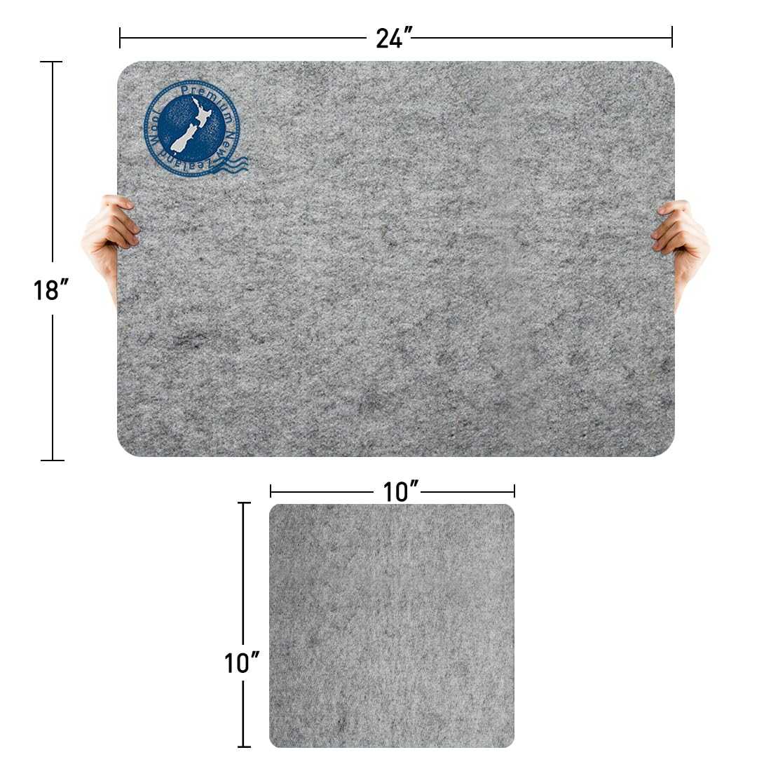ZOMONETI 24" x 18" + 10" x 10" Wool Pressing Mat 100% New Zealand Felted Wool Ironing Mat Pad Blanket for Quilter, Sewing, Quilting Supplies and Notions