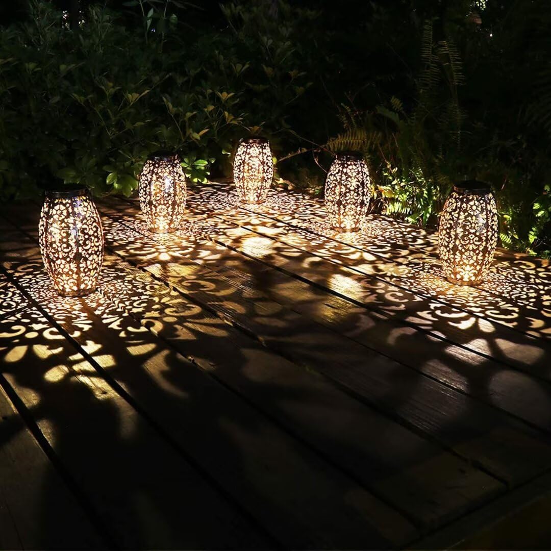 Solar Lantern Lights for Hanging or Table Outdoor Solar Light for Patio Courtyard Garden (Silver-1)