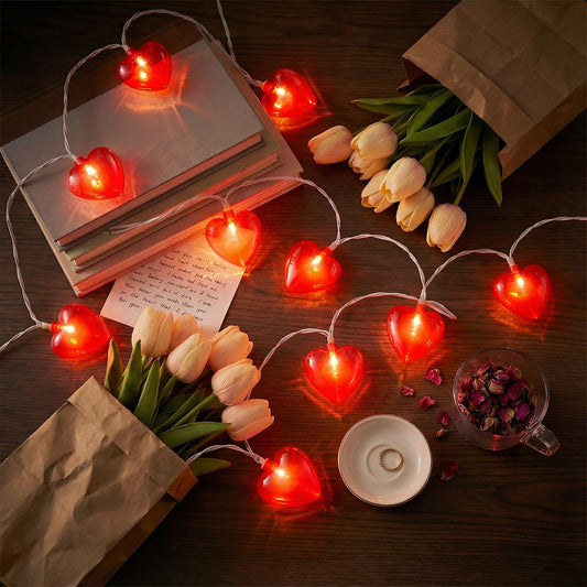 Valentine Day Lights Plug in, Red Heart Shaped String Lights 8.5FT, LED Valentine Heart Lights for Indoor Outdoor Decor, UL Listed, IP44 Waterproof