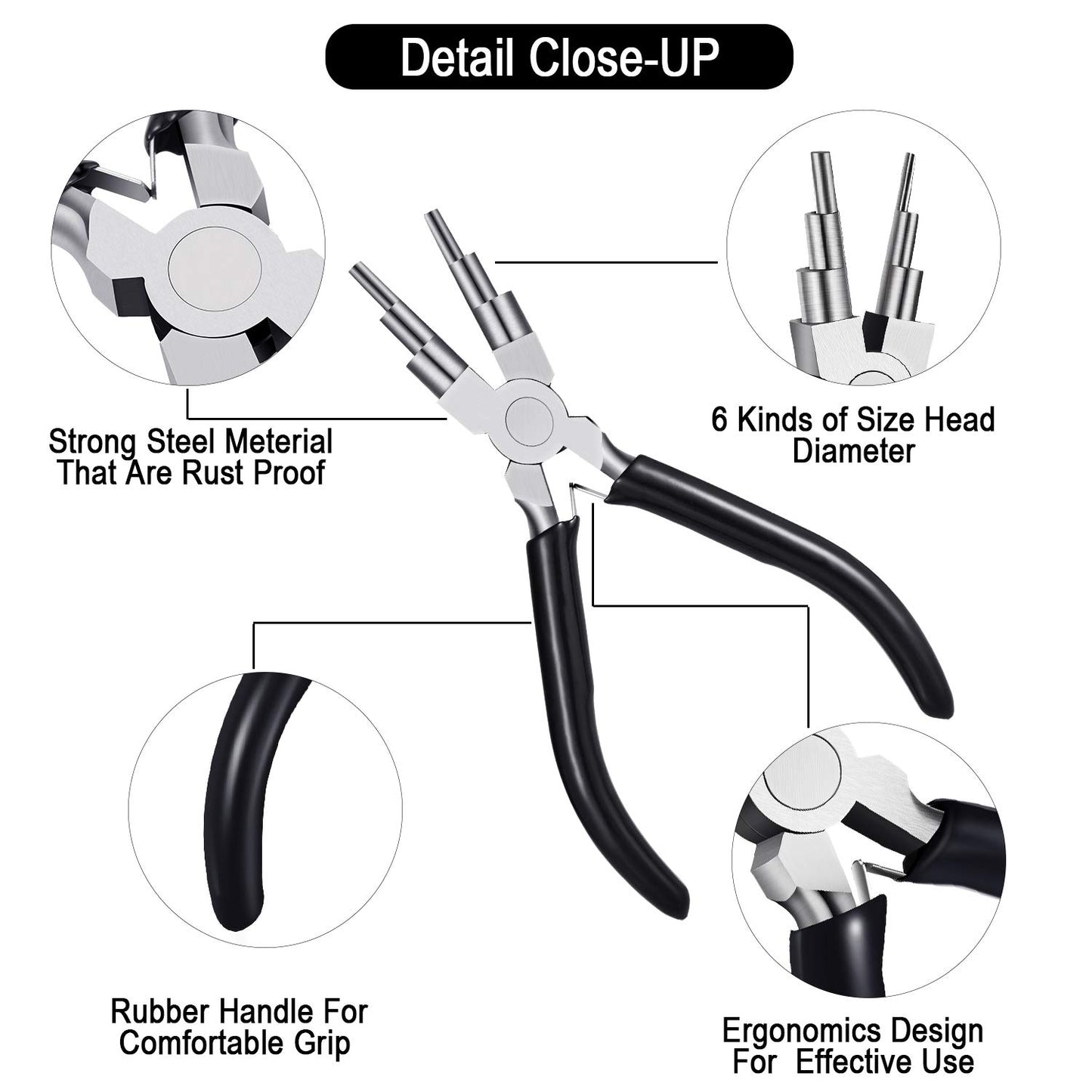 3 Pieces Jewelry Pliers Set Includes 6-in-1 Bail Making Looping Nylon Nose Bent Nose Pliers for DIY Jewelry Beading Making Crafts Tool Wedding Easter Day Supplies