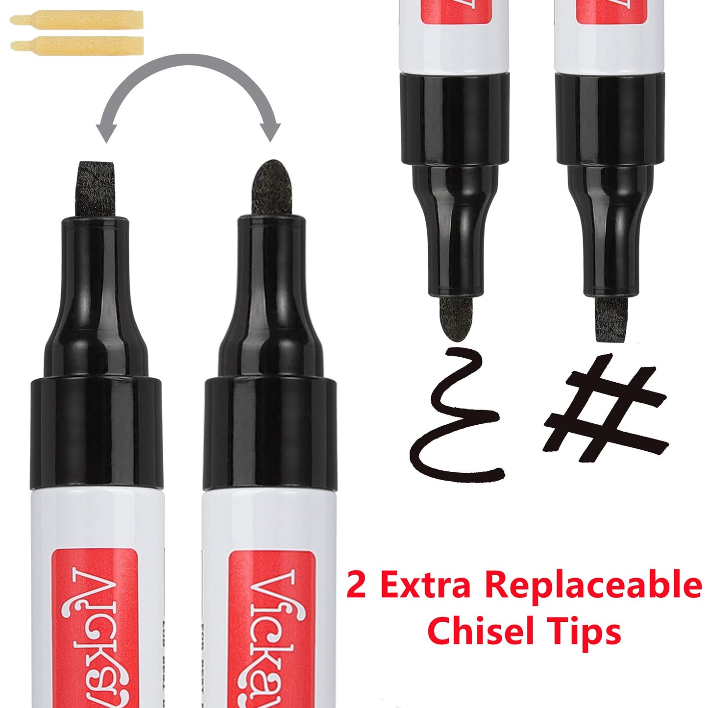 4-Color Paint Pens for Rock Painting, Stone, Ceramic, Metal, Glass, Wood, Fabric, Canvas, 6 Pack Permanent Oil Based Paint Markers, Medium Tip, 2 Extra Chisel Tips, High Volume Ink, 2X Lifespan