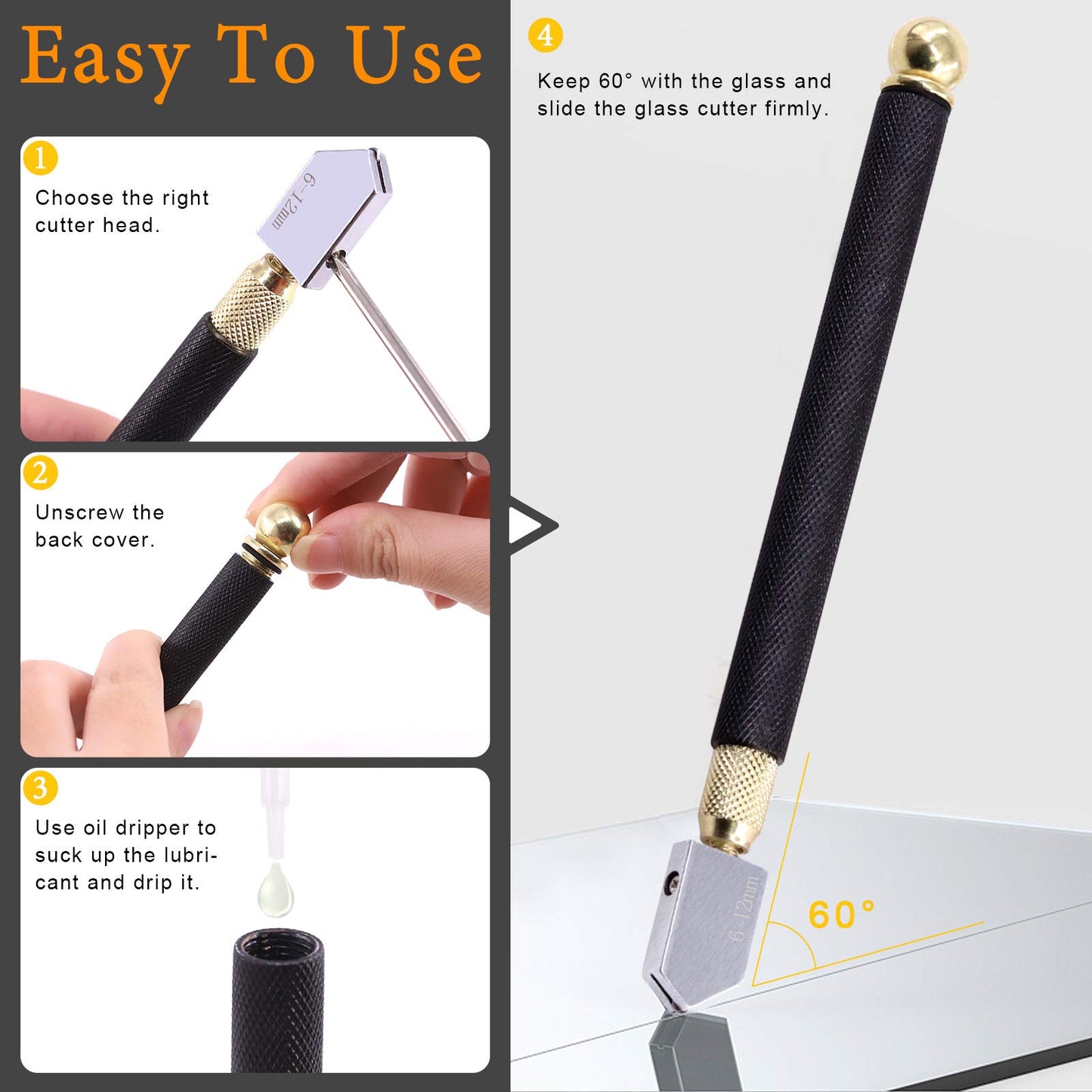 3Pcs Premium Glass Running Breaking Pliers and Class Cutter Kit, Heavy Duty Glass Cutting Tool with Rubber Tip, Work Great for Stained Glass, Mosaics, Fusing, Breaking