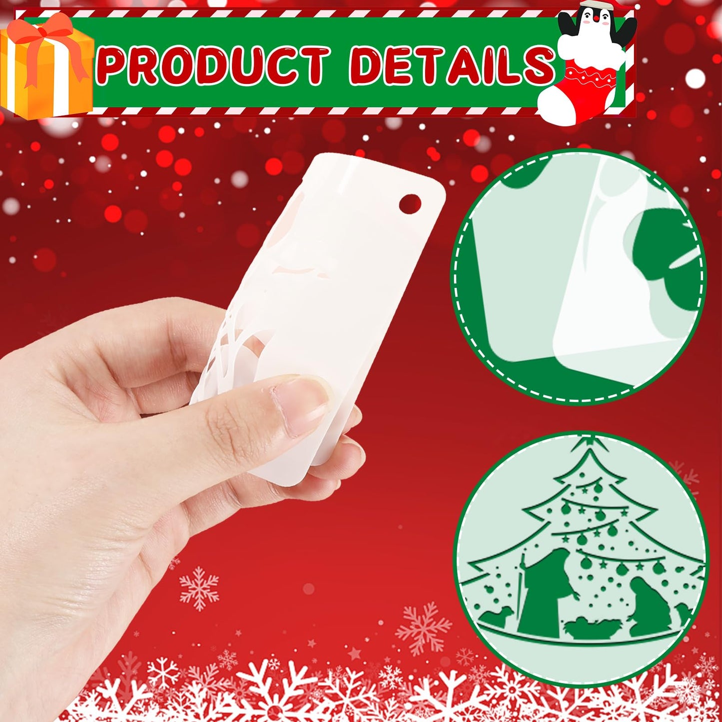 JULMELON Christmas Stencils - 20 Pcs Reusable Nativity of Jesus & Religious Scene Stencils for Painting on Wood, Fabric & Canvas