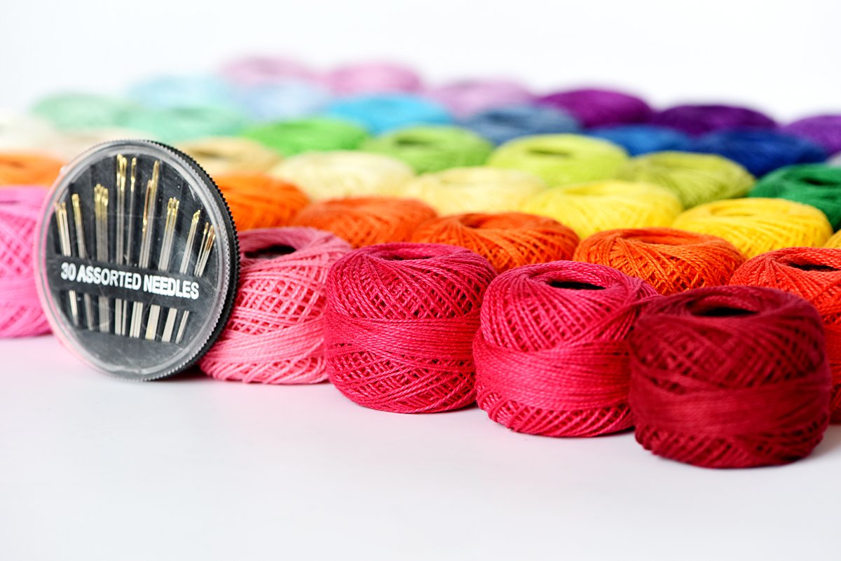 48 Crochet Thread Set Balls 100% Long-Staple Cotton Rainbow Colors of Size 8 Threadand Free 30 Golden Needles 48 Balls for Crochet Hardanger Cross Stitch Needlepoint Hand Embroidery