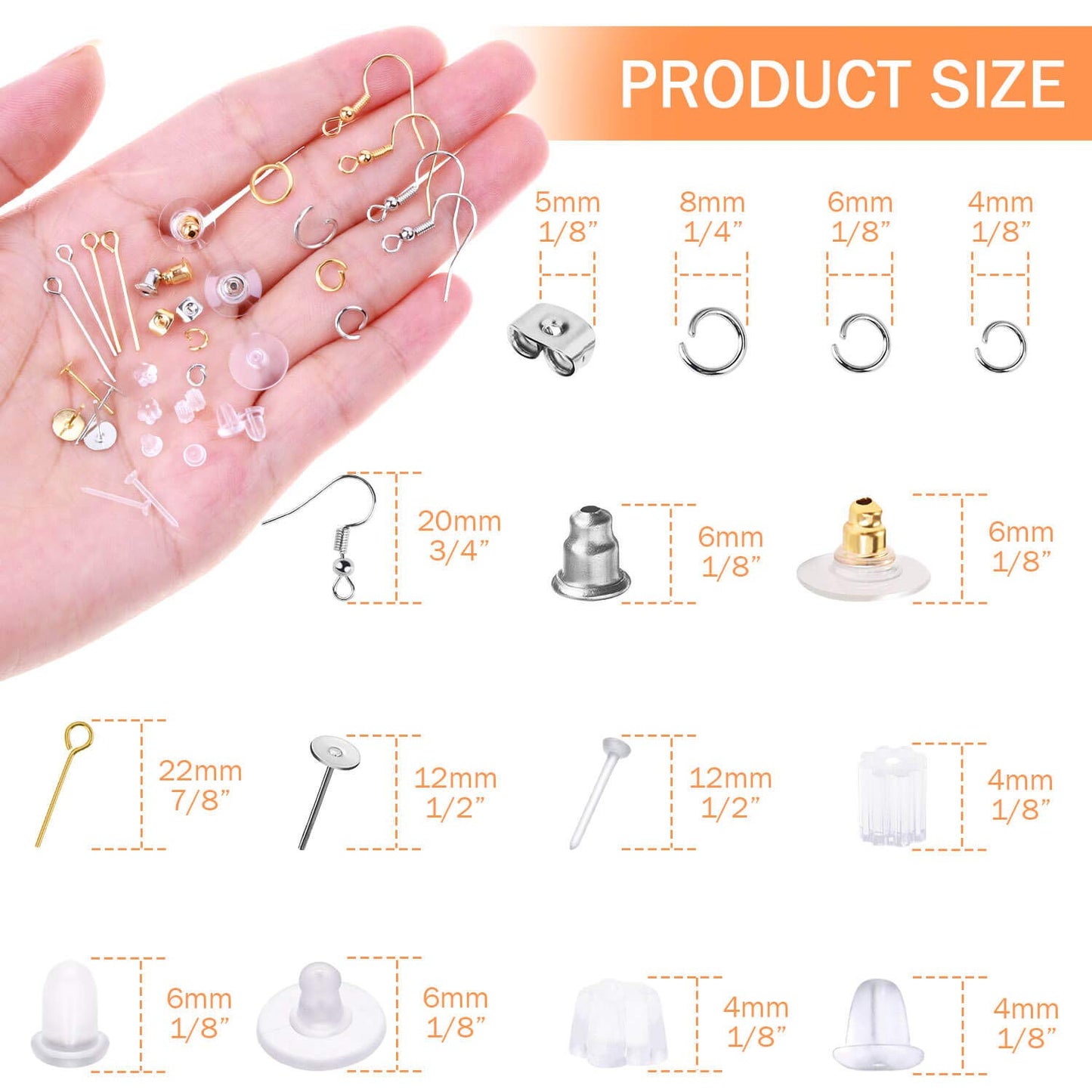 Earring Making Kit with Earring Hooks Findings, Earring Backs Posts, Jump Rings for Jewelry Making Supplies, 2320Pcs