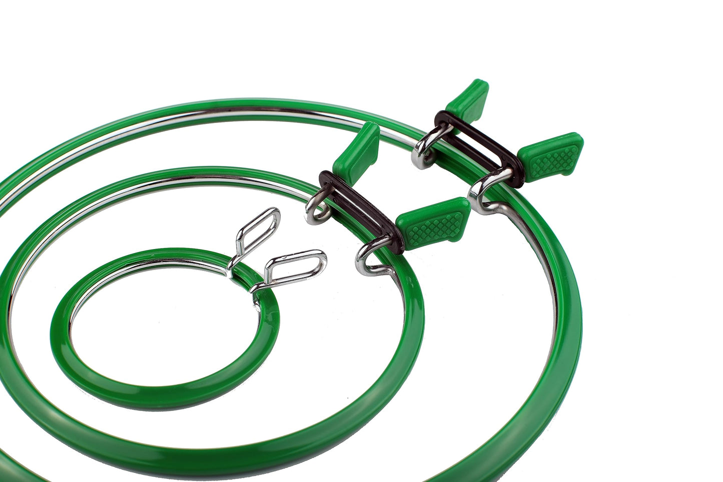 Premium Quality, Metal Spring Tension Embroidery Hoops, Cross Stich Hoop, Darning Hoops, Embroidery Tension Shed (Green, Siz Mix)