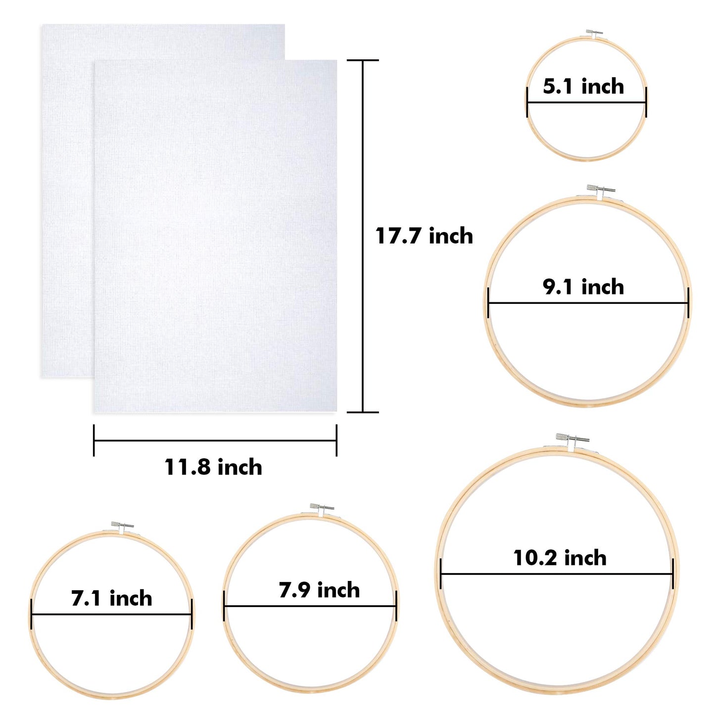 INSCRAFT 304 Pack Embroidery Kit, 200 Colors Threads, 5 Pcs Bamboo Embroidery Hoops, 2 Pcs Aida Cloth, Instructions, Bag and Cross Stitch Tools Set, Hand Embroidery Starter Kit for Beginners Adults