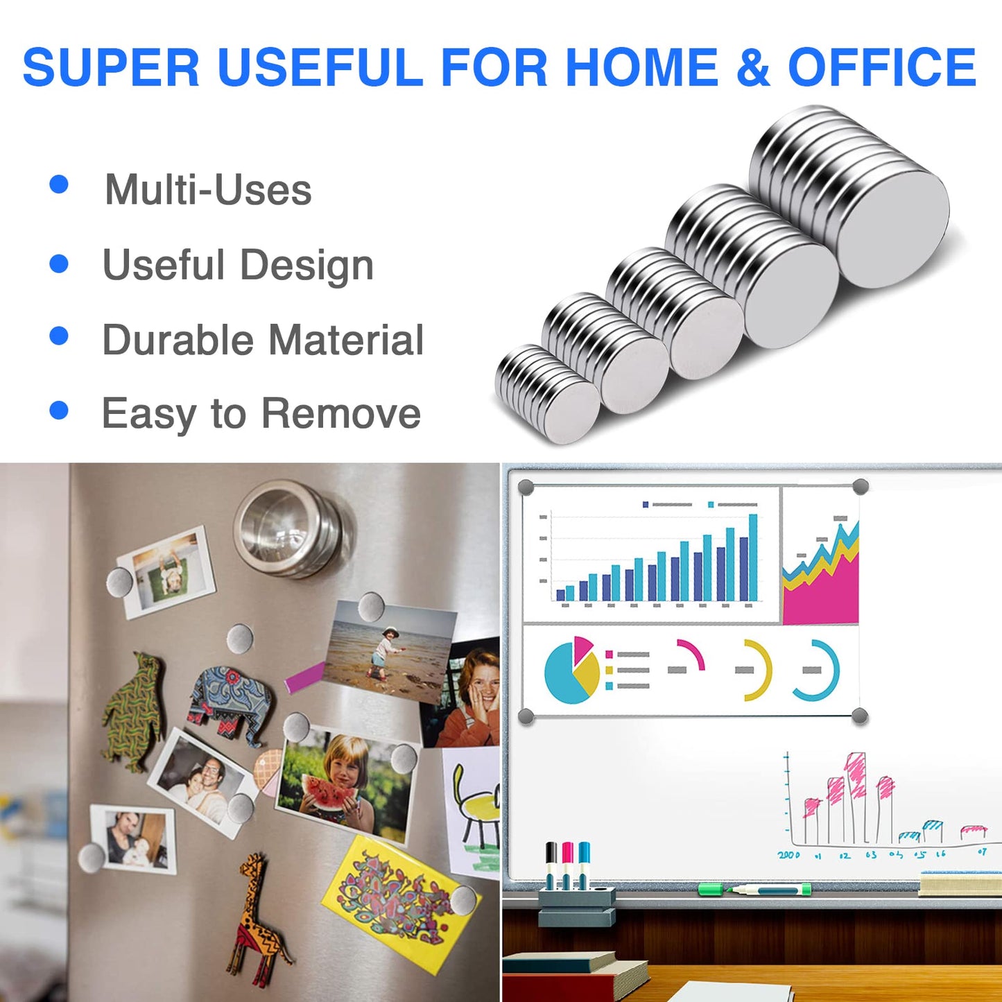 DIYMAG Small Magnets, 40 Pack Tiny Rare Earth Magnets, 5 Different Size Neodymium Magnets for Refrigerator, DIY, Building, Crafts and Kitchen Cabinet, Office Magnets