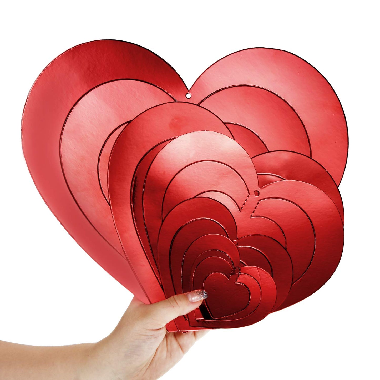 32 Pieces 32 pcs Valentine's Day Heart Hanging Foil Decorations Red 3D Swirl Hearts Garland Ornaments with Ribbon for Valentine Wedding Party Favors Anniversary Tree Party (Classic Heart)