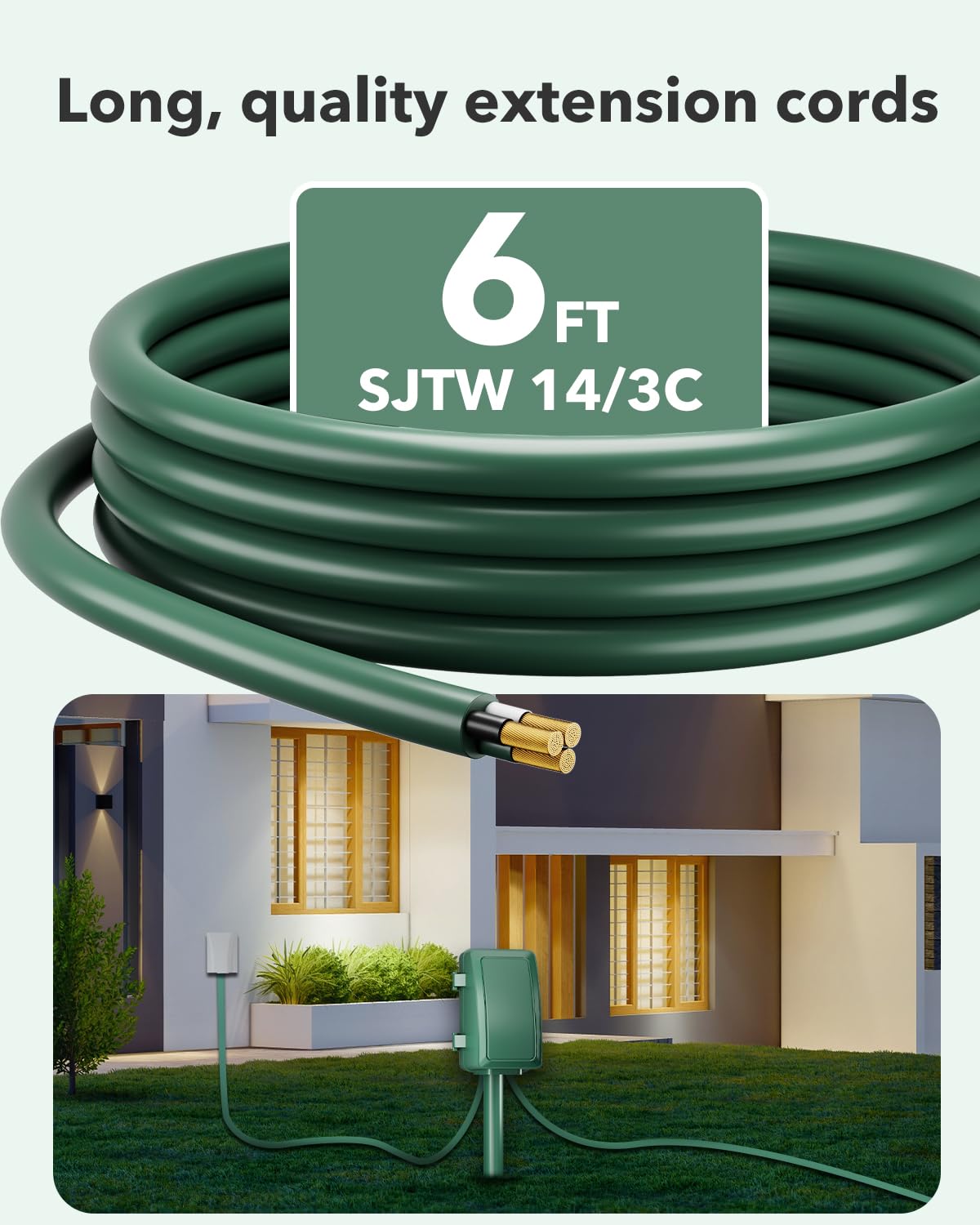 BN-LINK Outdoor Power Stake Timer, 24-Hour Mechanical Timer, 6 Outlets