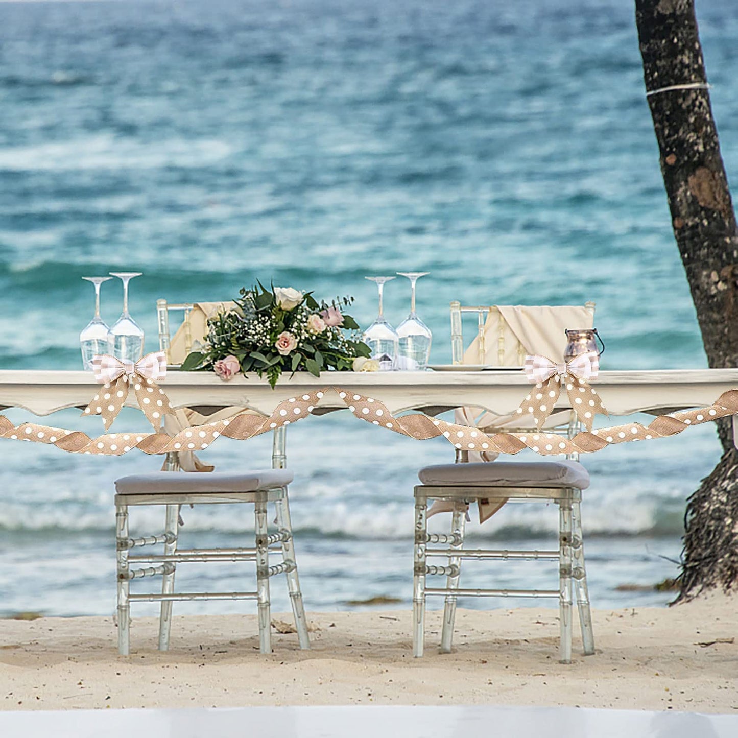 3 Rolls Burlap Wired Ribbons 15 Yards Stripe Dot Buffalo Plaid Pattern Wrapping Gingham Grosgrain Ribbon for DIY Crafts Party Home Decoration, 2.5 Inch x 15 Yards