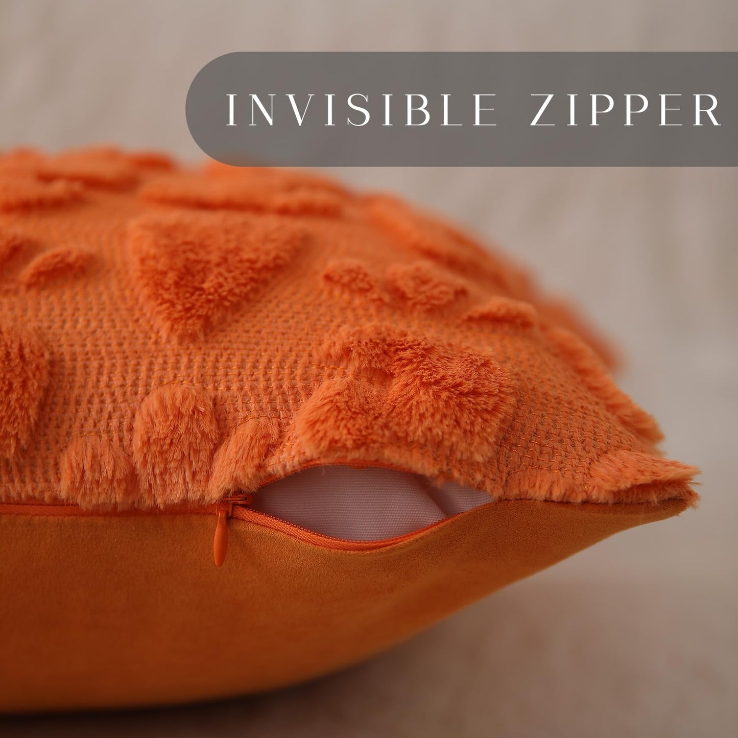 Easter Pillow Covers 18x18 inch Set of 2 Easter Decoration Orange Carrot Soft Plush Faux Fur Jacquard Throw Pillows for Bedroom Sofa Holiday Festivals Home Decor FHJ-08A18