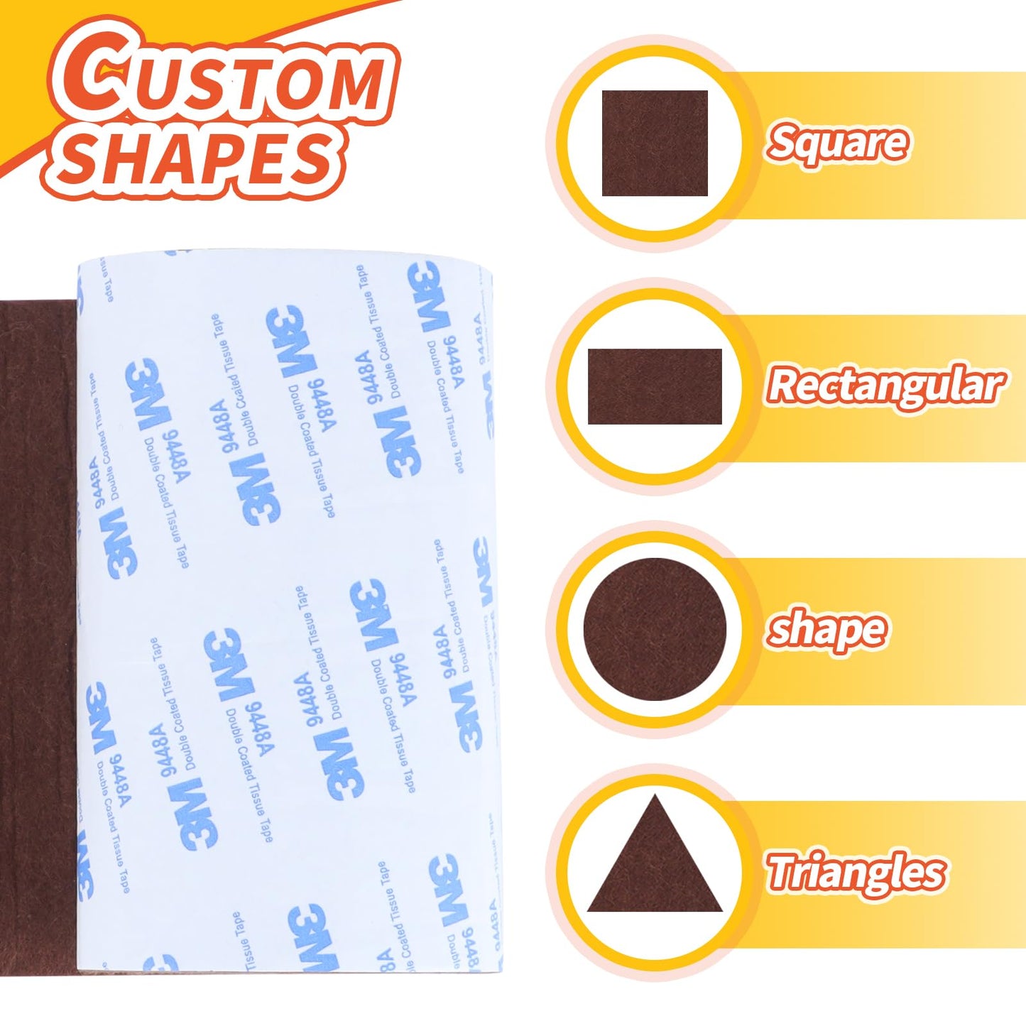 Felt Furniture Pads, Non Slip Self Adhesive Cuttable Felt Tape Brown Heavy Duty Felts Strip Roll for Protecting Hardwood Floors Chair Wall Protector (40 x 5 x 0.12 Inch)
