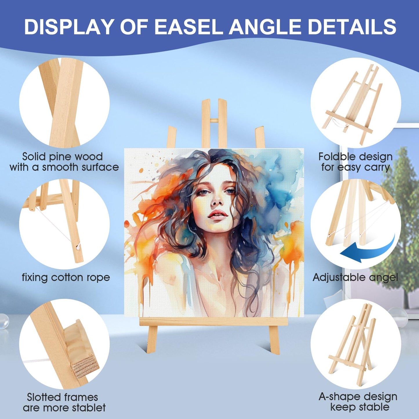 2 Pack 11.8" Wood Easels,Tabletop Easel for Painting,Painting Party, Displaying Canvases, Kids Student Table School Desktop, Portable Canvas Photo Picture Sign Holder