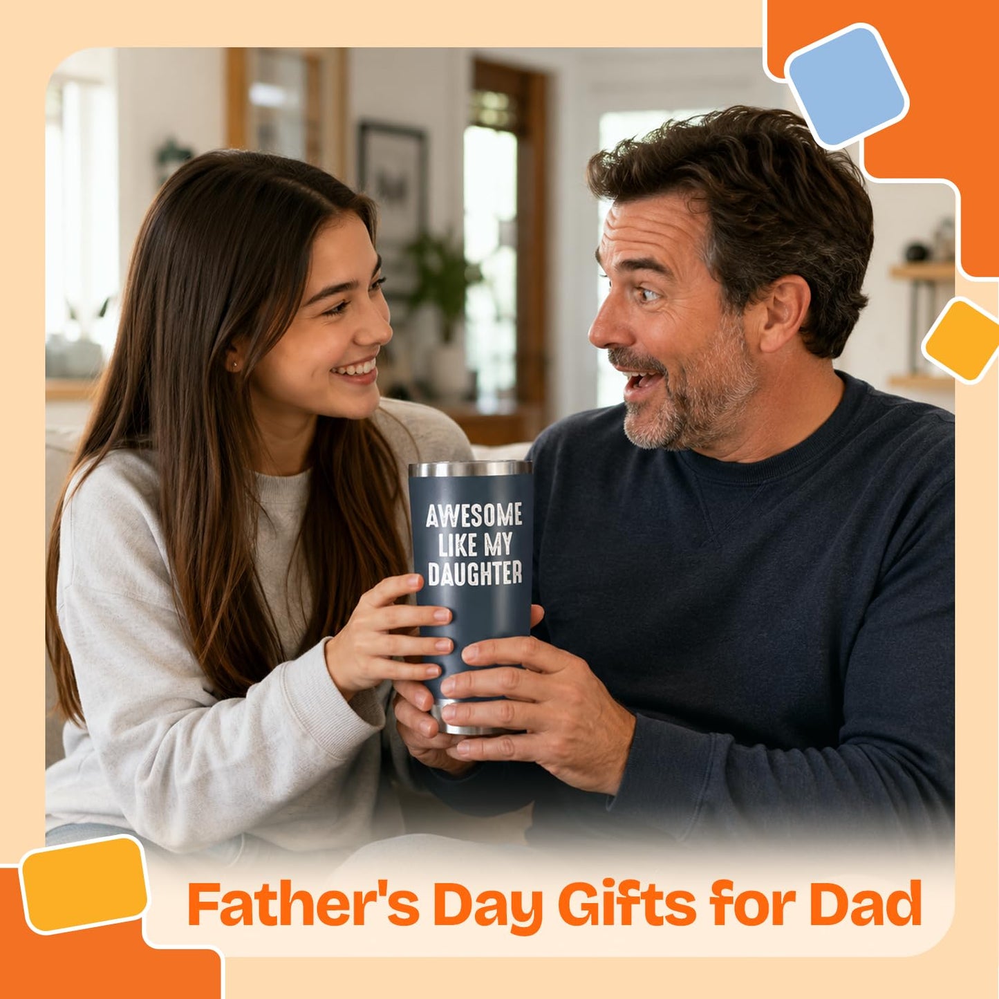NewEleven Fathers Day Gift For Dad - Cool Dad Gifts From Daughter - Unique Birthday Present Ideas For Father, Husband, Bonus Father, Step Papa, New Papa From Daughter - 20 Oz Tumbler