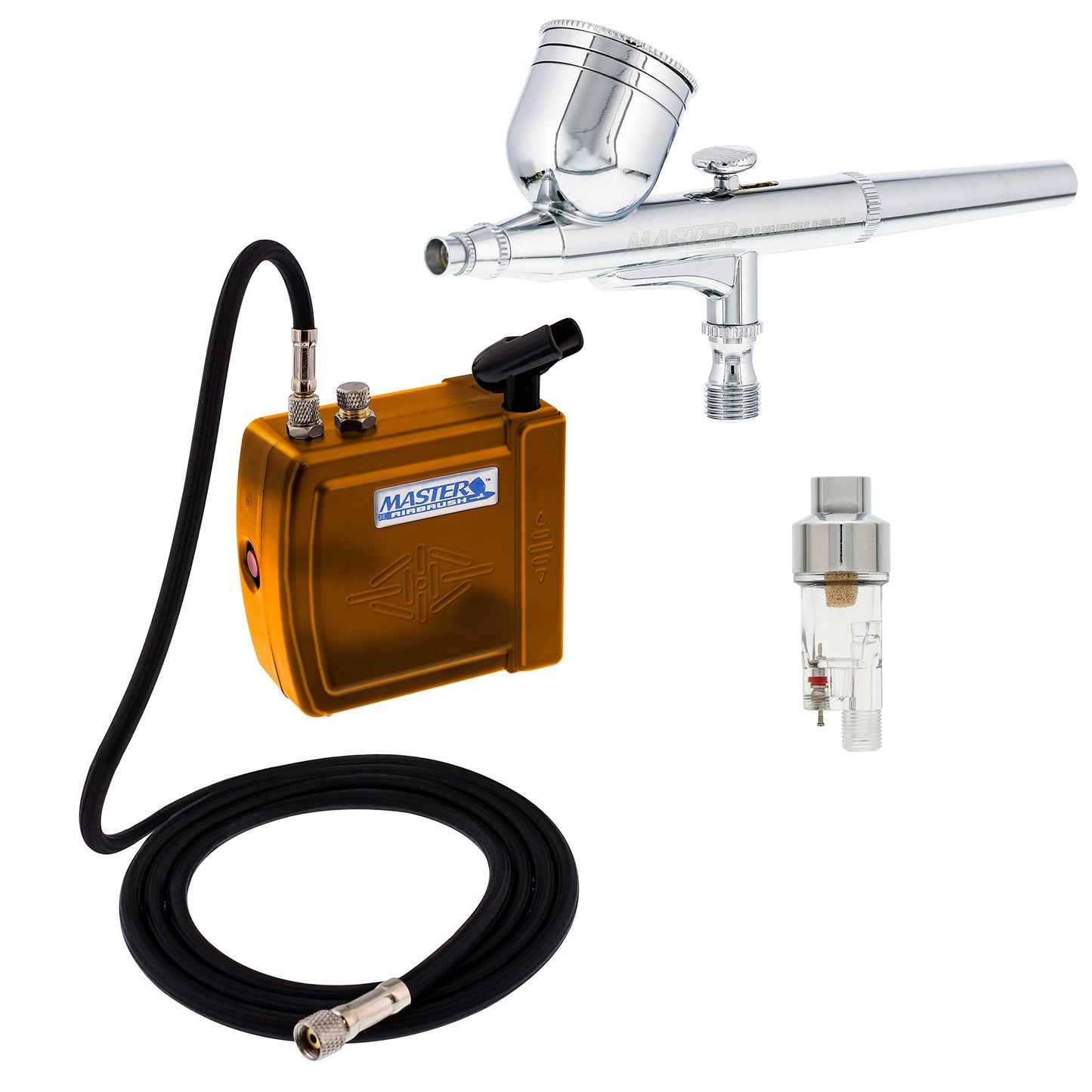 Master Airbrush Multi-Purpose Air Brush Kit with Mini C16-G Air Compressor, Airbrush & ARC Card - Portable Airbrush Kit with Compressor for Nail Art, Miniature Painting Model Cars & Crafts