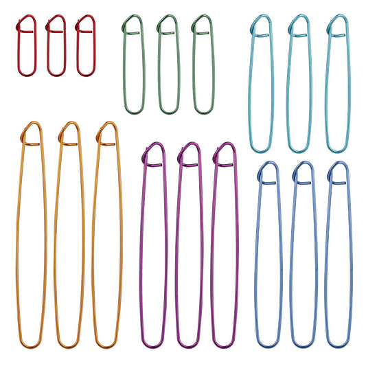 18 Pcs Knitting Stitch Holders, Yarn Stitch Holder Stitch Holders for Knitting Cable Needles Colorful Aluminum Crochet Stitch Holders Markers for Sewing Crocheting Supplies Tools Accessories