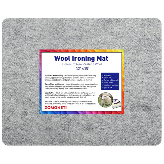 ZOMONETI 15" x 12" Wool Pressing Mat 100% New Zealand Felted Wool Ironing Mat Pad Blanket for Quilter, Sewing, Quilting Supplies and Notions