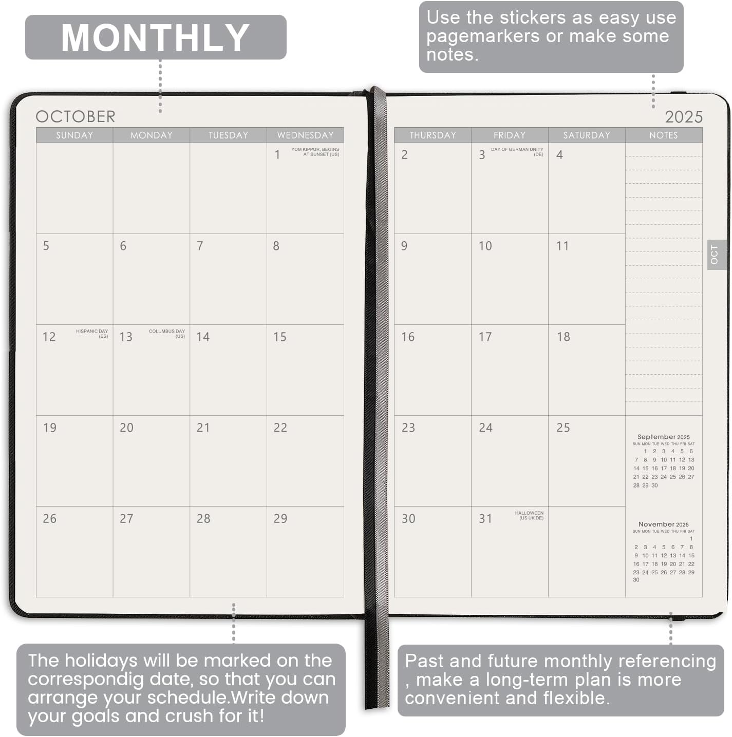 2025-2026 Planner - Academic Planner 2025-2026, 12-Months 25-26 Planners Weekly and Monthly, Jul. 2025 - Jun. 2026, 5.75" x 8.25", Saffiano Leather with Thick Paper, Back Pocket with 40 Notes Pages